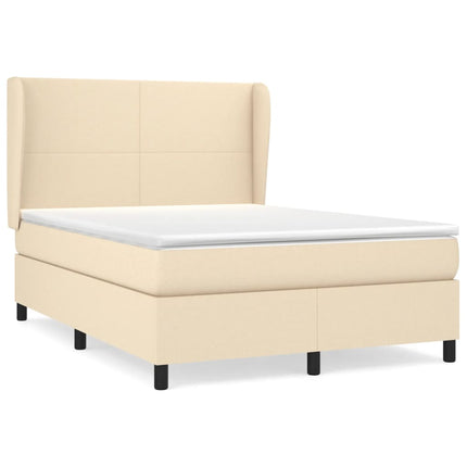 kontinentalseng med madras 140x190 cm stof cremefarvet