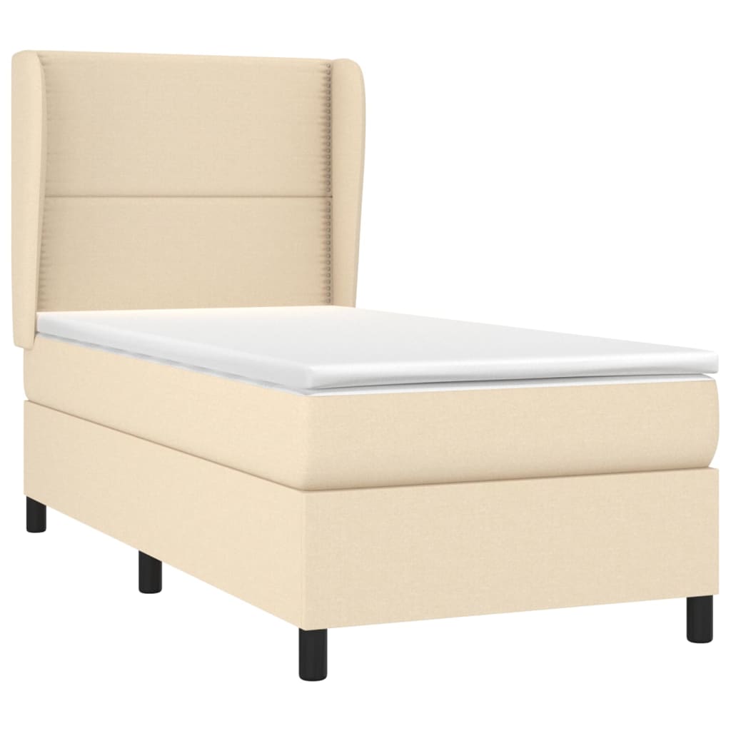 kontinentalseng med madras 90x190 cm stof cremefarvet