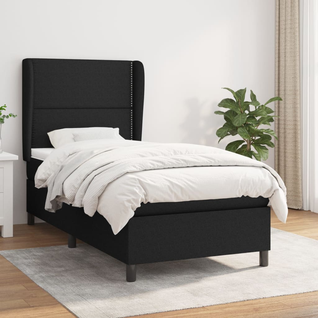 kontinentalseng med madras 90x200 cm stof sort