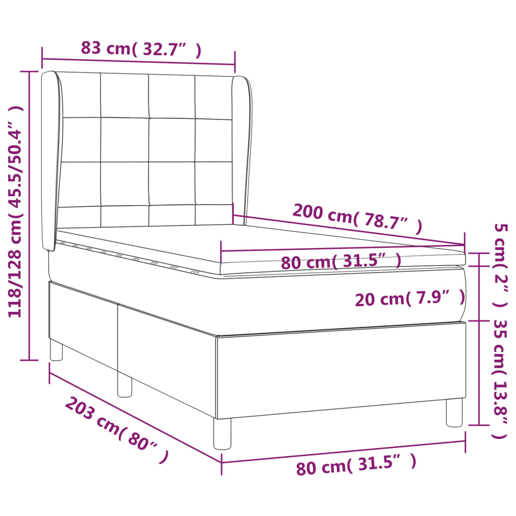 kontinentalseng med madras 80x200 cm stof blå