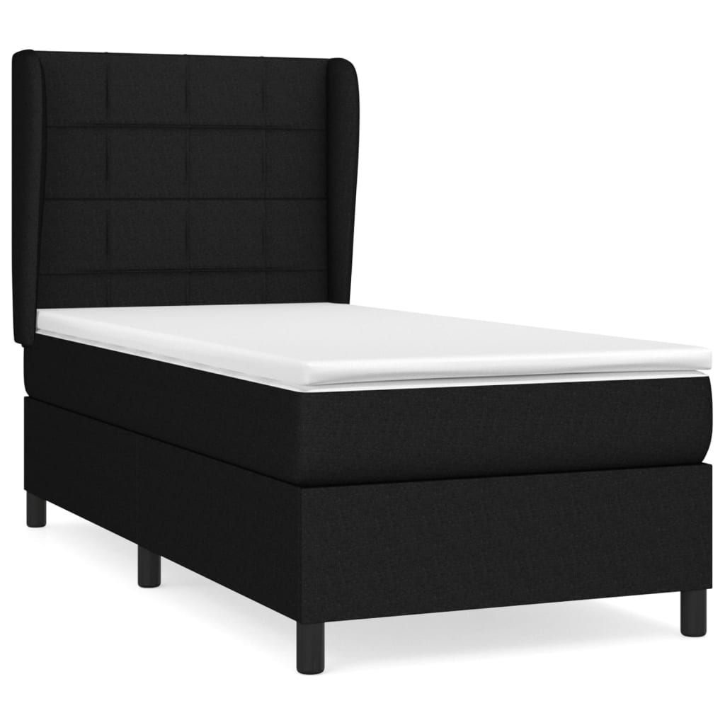 kontinentalseng med madras 90x190 cm stof sort