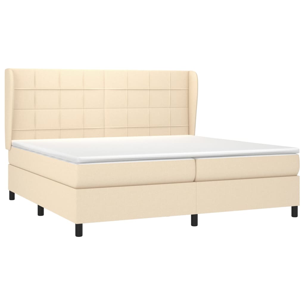 kontinentalseng med madras 200x200 cm stof cremefarvet
