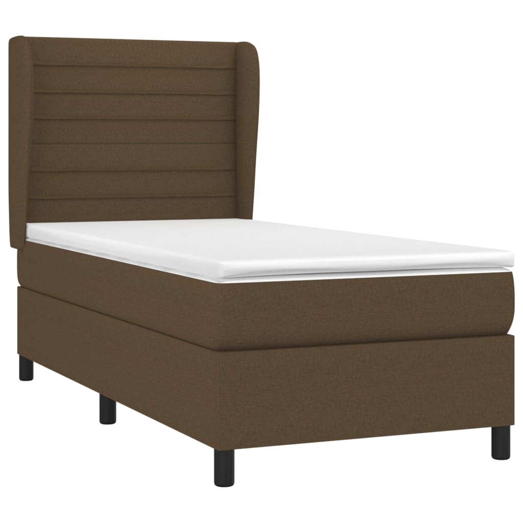 kontinentalseng med madras 90x190 cm stof mørkebrun