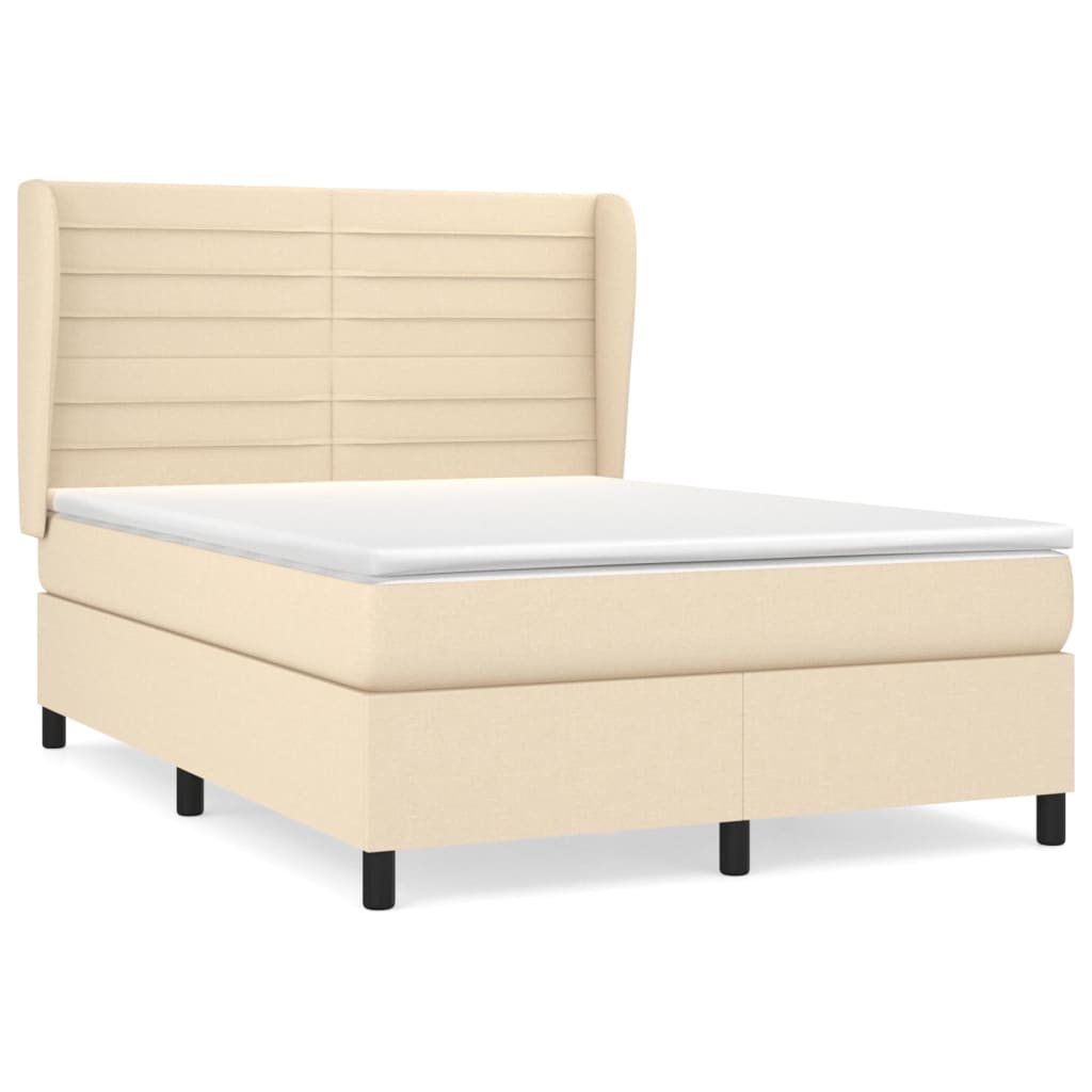 kontinentalseng med madras 140x190 cm stof cremefarvet