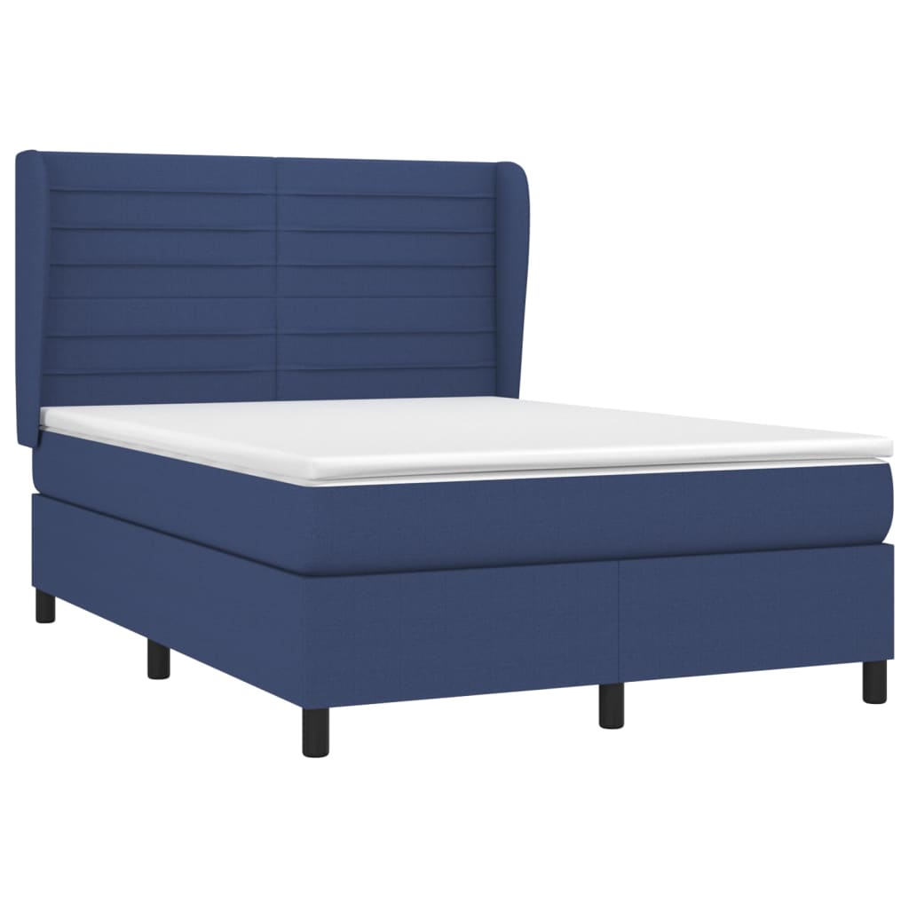kontinentalseng med madras 140x190 cm stof blå