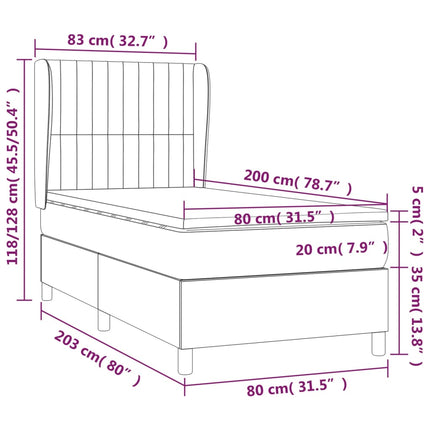 kontinentalseng med madras 80x200 cm stof mørkegrå