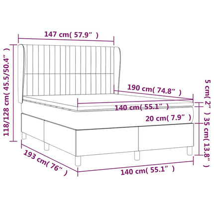 kontinentalseng med madras 140x190 cm stof sort