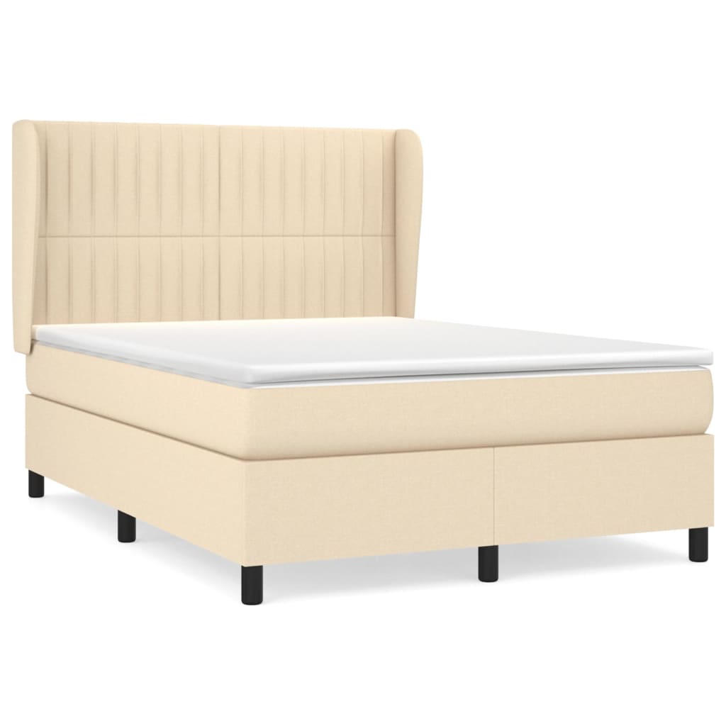 kontinentalseng med madras 140x190 cm stof cremefarvet