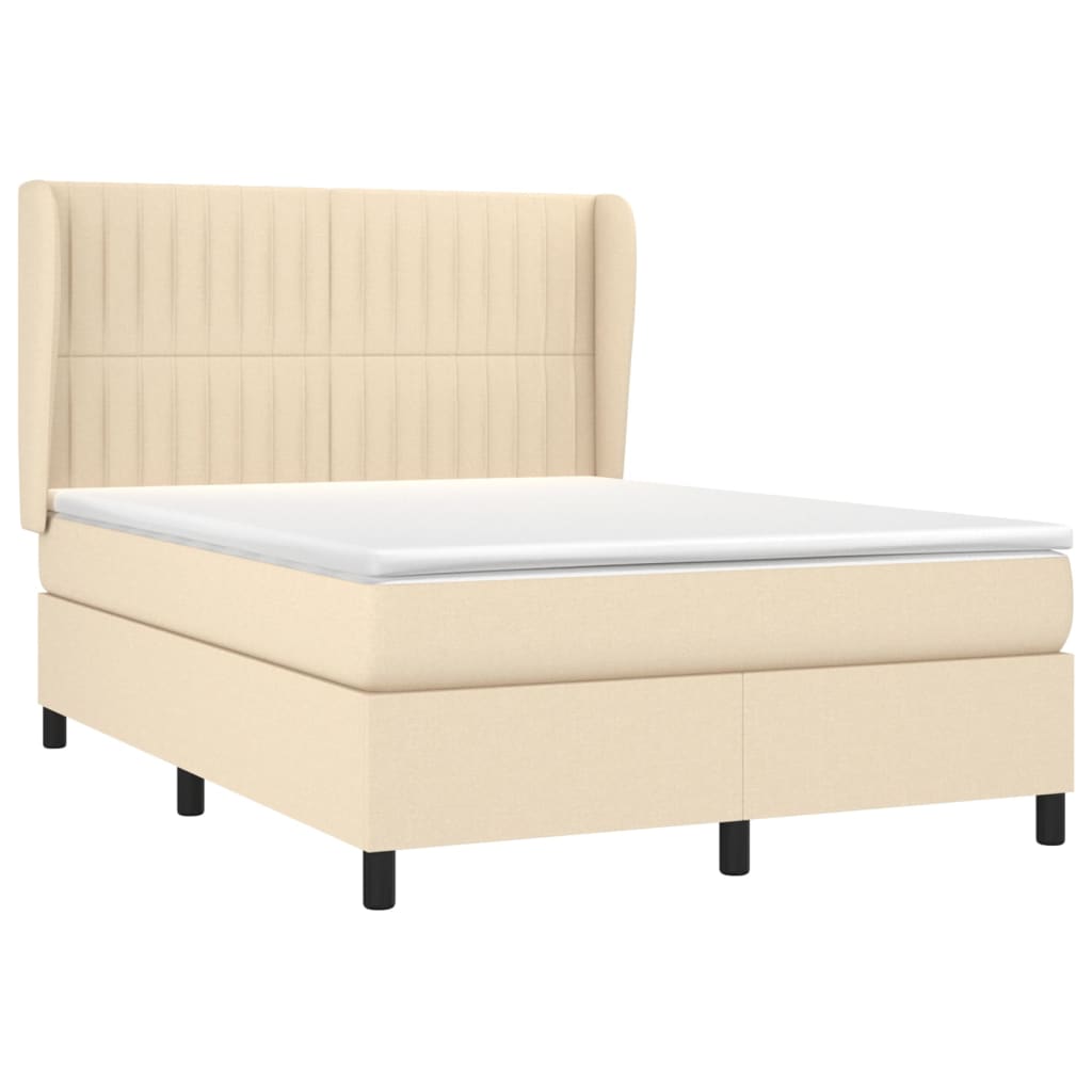 kontinentalseng med madras 140x190 cm stof cremefarvet