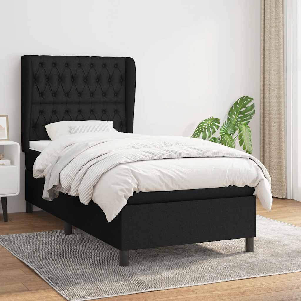 kontinentalseng med madras 90x190 cm stof sort