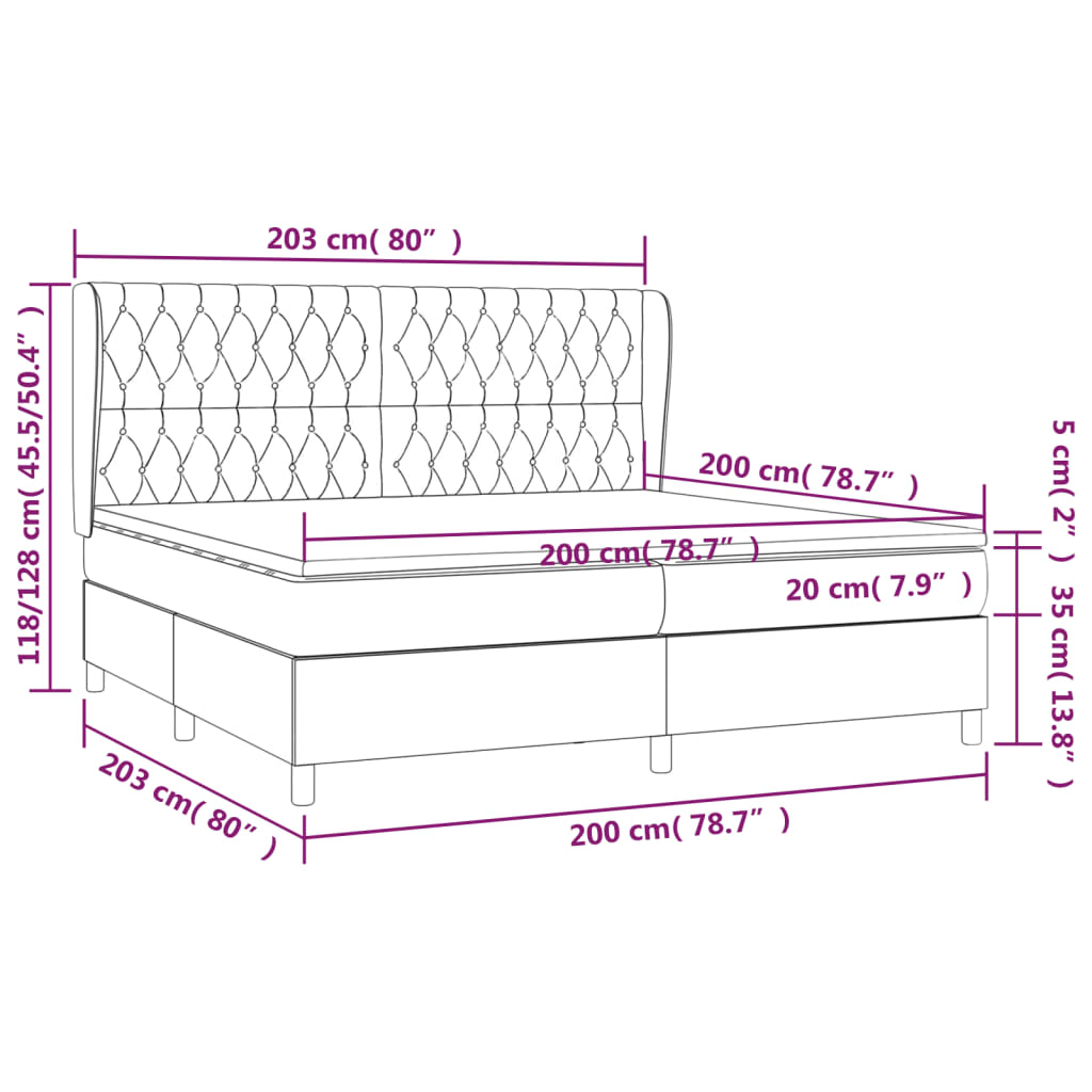 kontinentalseng med madras 200x200 cm stof mørkebrun
