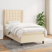 kontinentalseng med madras 100x200 cm stof cremefarvet