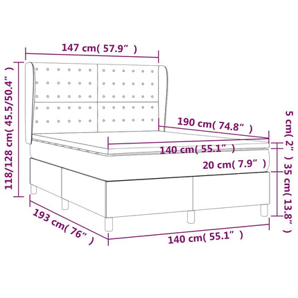 kontinentalseng med madras 140x190 cm stof sort