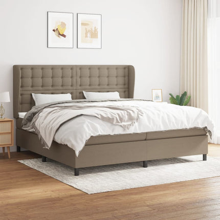 kontinentalseng med madras 200x200 cm stof gråbrun