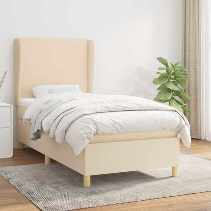kontinentalseng med madras 90x200 cm stof cremefarvet