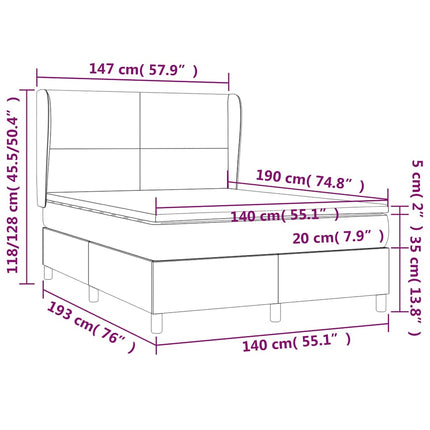 kontinentalseng med madras 140x190 cm stof sort