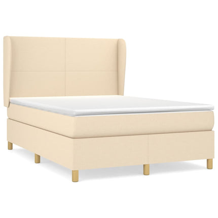 kontinentalseng med madras 140x190 cm stof cremefarvet