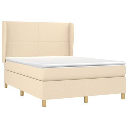 kontinentalseng med madras 140x190 cm stof cremefarvet
