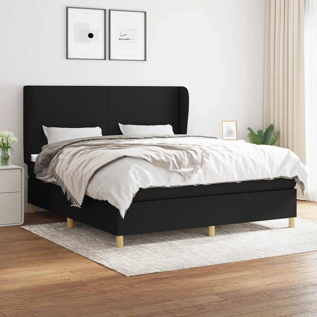 kontinentalseng med madras 160x200 cm stof sort