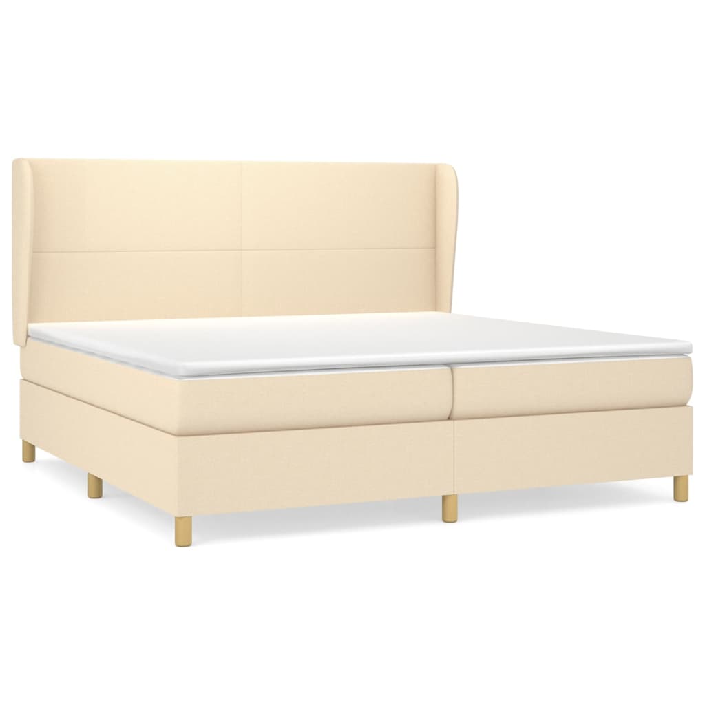 kontinentalseng med madras 200x200 cm stof cremefarvet