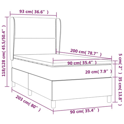 kontinentalseng med madras 90x200 cm stof mørkegrå
