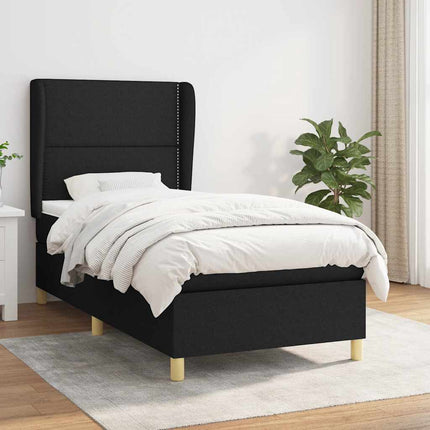 kontinentalseng med madras 90x200 cm stof sort