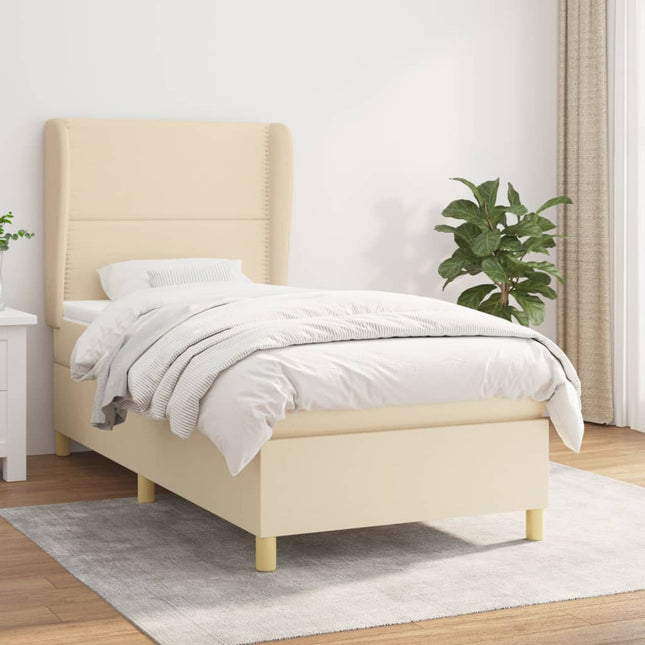 kontinentalseng med madras 90x200 cm stof cremefarvet