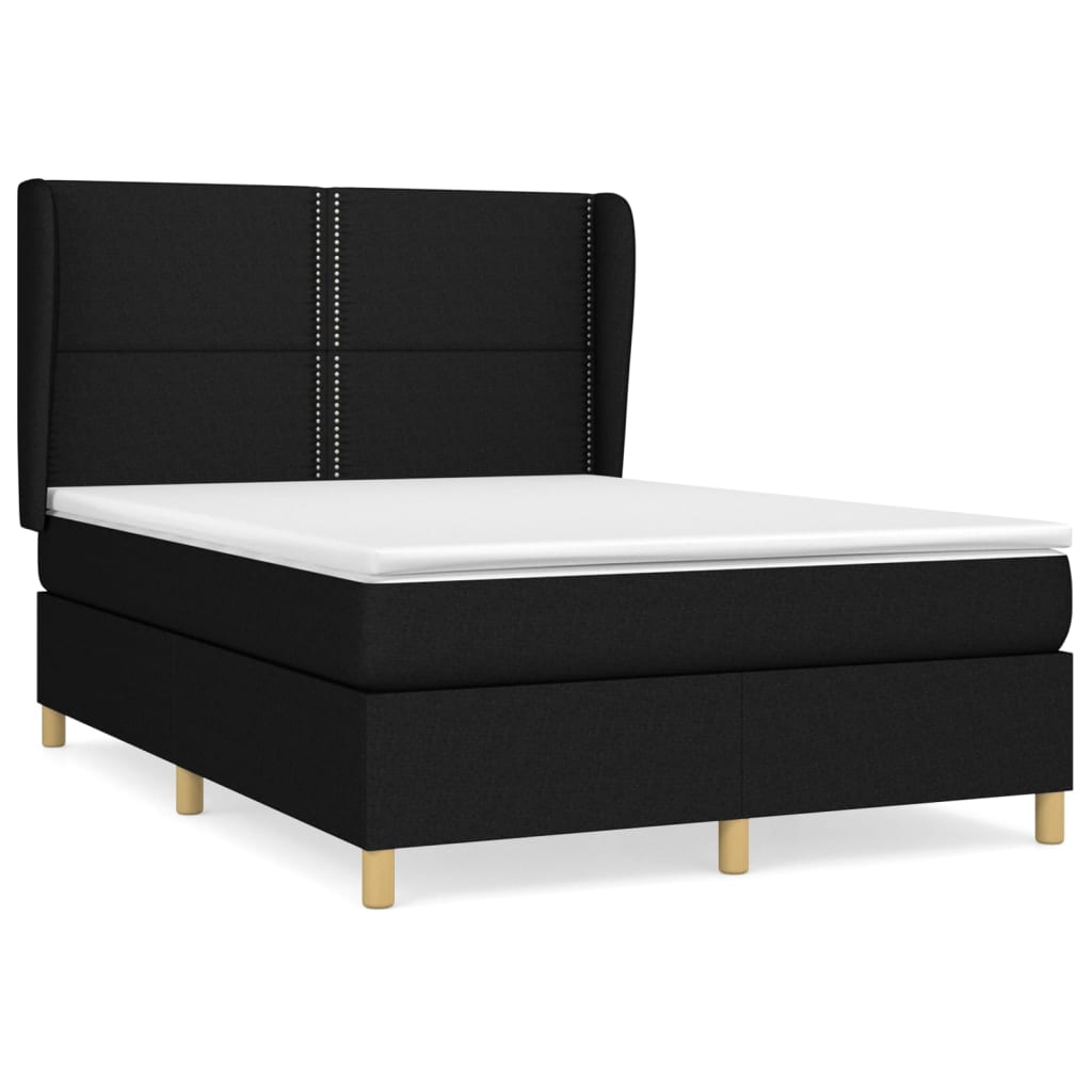 kontinentalseng med madras 140x190 cm stof sort