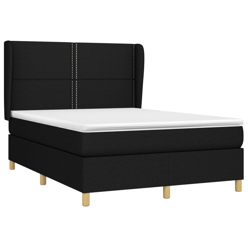 kontinentalseng med madras 140x190 cm stof sort