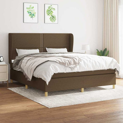 kontinentalseng med madras 180x200 cm stof mørkebrun