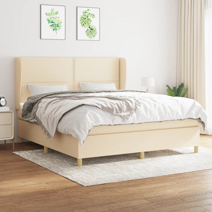 kontinentalseng med madras 180x200 cm stof cremefarvet