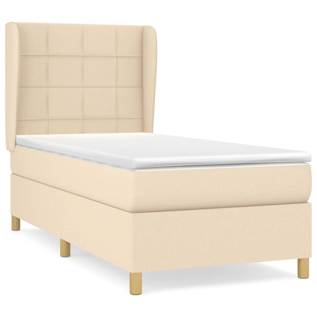 kontinentalseng med madras 90x190 cm stof cremefarvet