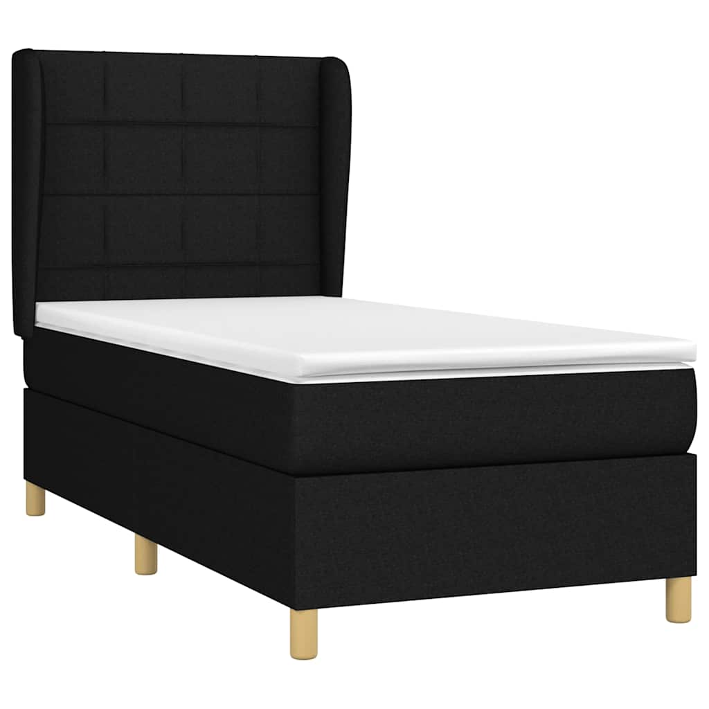 kontinentalseng med madras 90x200 cm stof sort