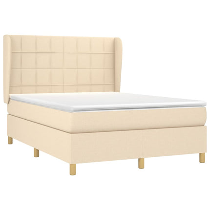 kontinentalseng med madras 140x190 cm stof cremefarvet