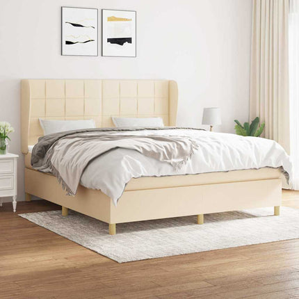 kontinentalseng med madras 180x200 cm stof cremefarvet