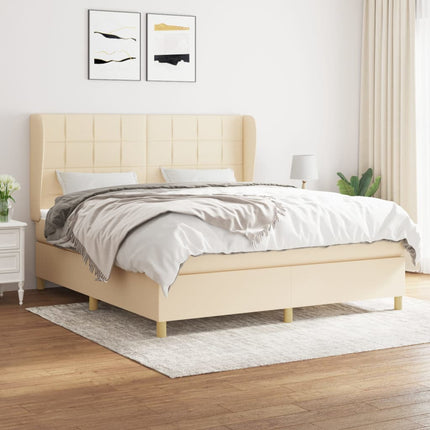 kontinentalseng med madras 180x200 cm stof cremefarvet
