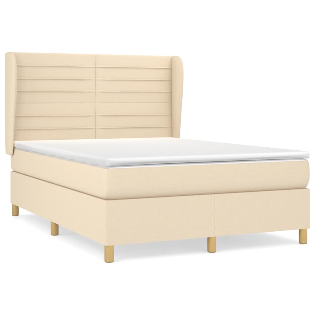 kontinentalseng med madras 140x190 cm stof cremefarvet
