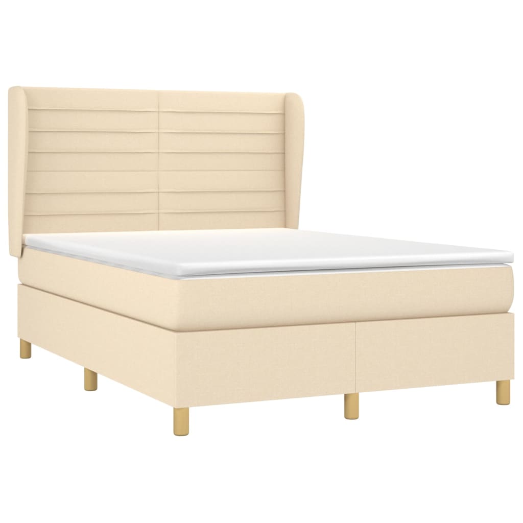 kontinentalseng med madras 140x190 cm stof cremefarvet