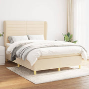 kontinentalseng med madras 140x190 cm stof cremefarvet
