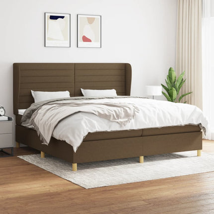 kontinentalseng med madras 200x200 cm stof mørkebrun