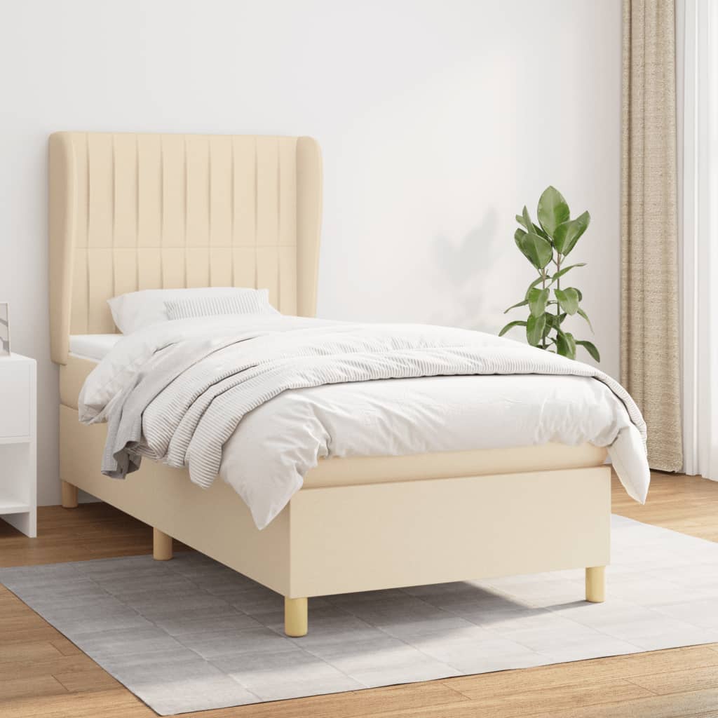 kontinentalseng med madras 80x200 cm stof cremefarvet