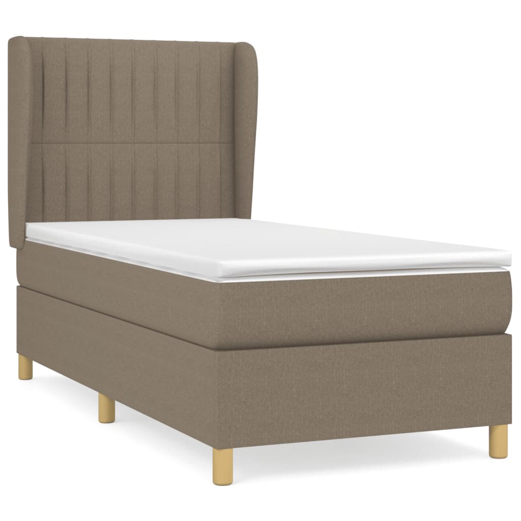 kontinentalseng med madras 90x190 cm stof gråbrun