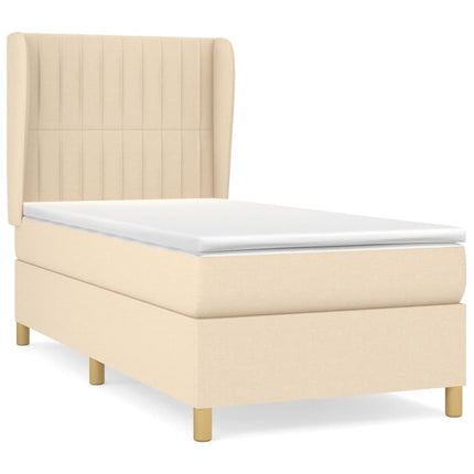 kontinentalseng med madras 90x190 cm stof cremefarvet