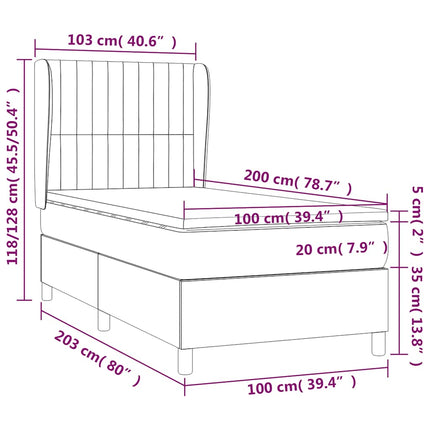 kontinentalseng med madras 100x200 cm stof sort