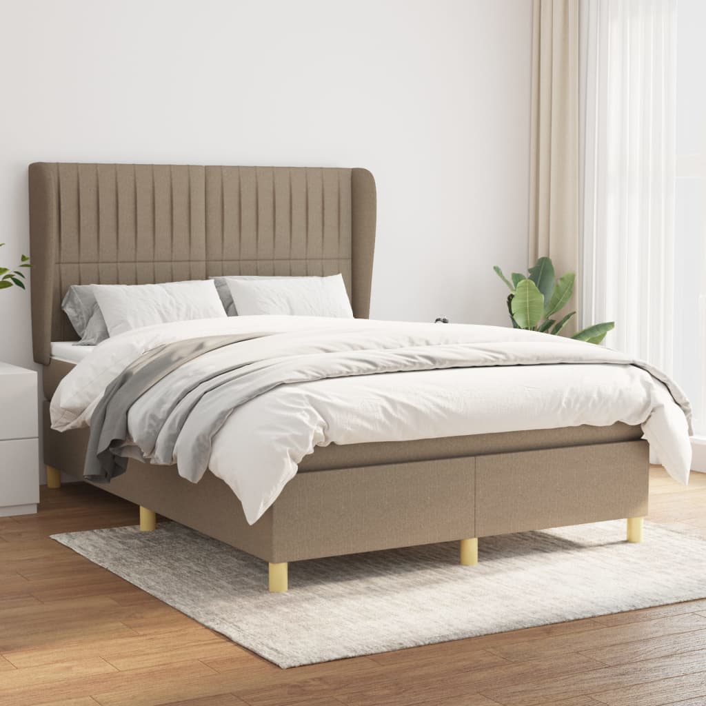 kontinentalseng med madras 140x190 cm stof gråbrun
