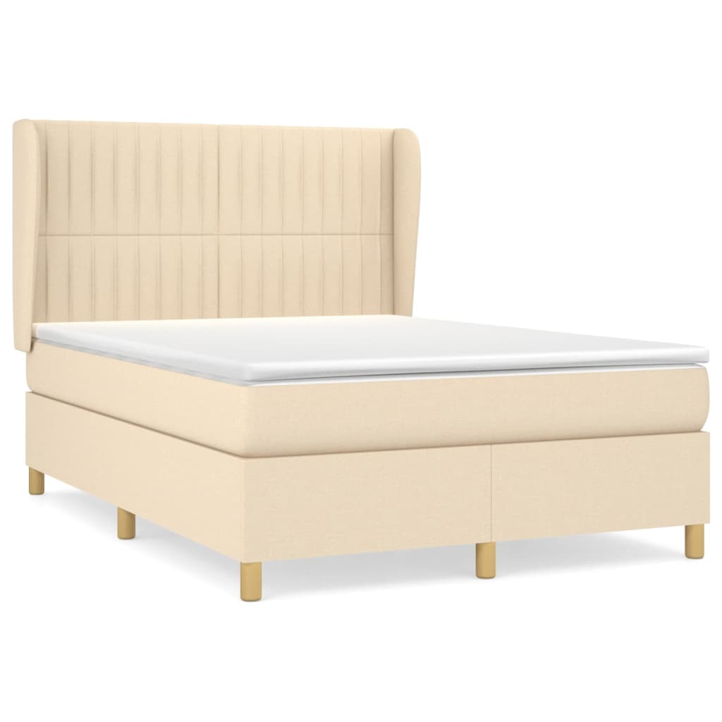 kontinentalseng med madras 140x190 cm stof cremefarvet