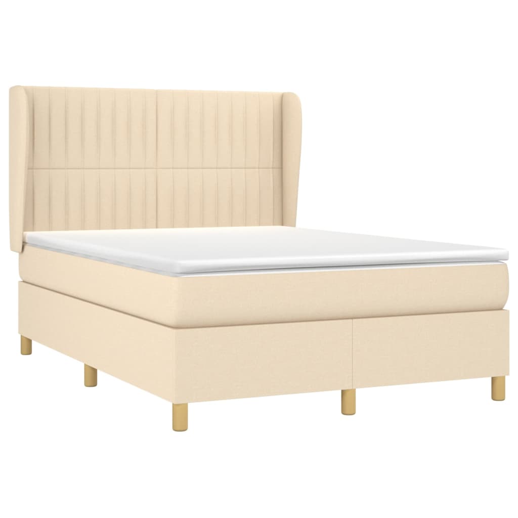 kontinentalseng med madras 140x190 cm stof cremefarvet