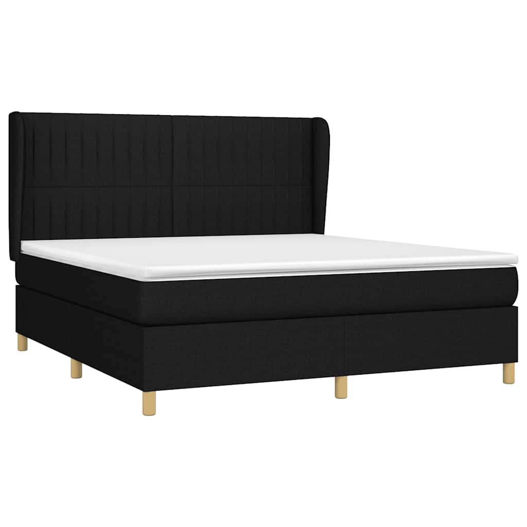 kontinentalseng med madras 160x200 cm stof sort