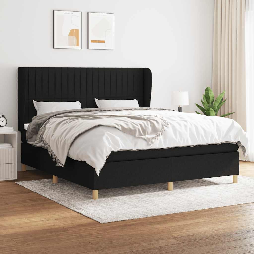 kontinentalseng med madras 160x200 cm stof sort