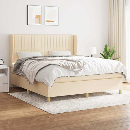 kontinentalseng med madras 160x200 cm stof cremefarvet